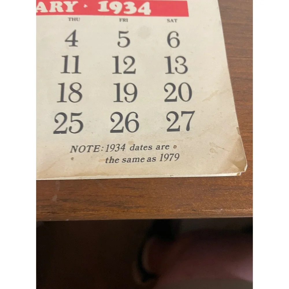 Vintage 1979 Liberty Magazine 1934 Calendar United Supply Baltimore MD